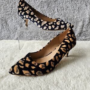 Anthropologie Women Abstract Velvet Slip On Kitten Heels Size 8.5 Comfort Black‎